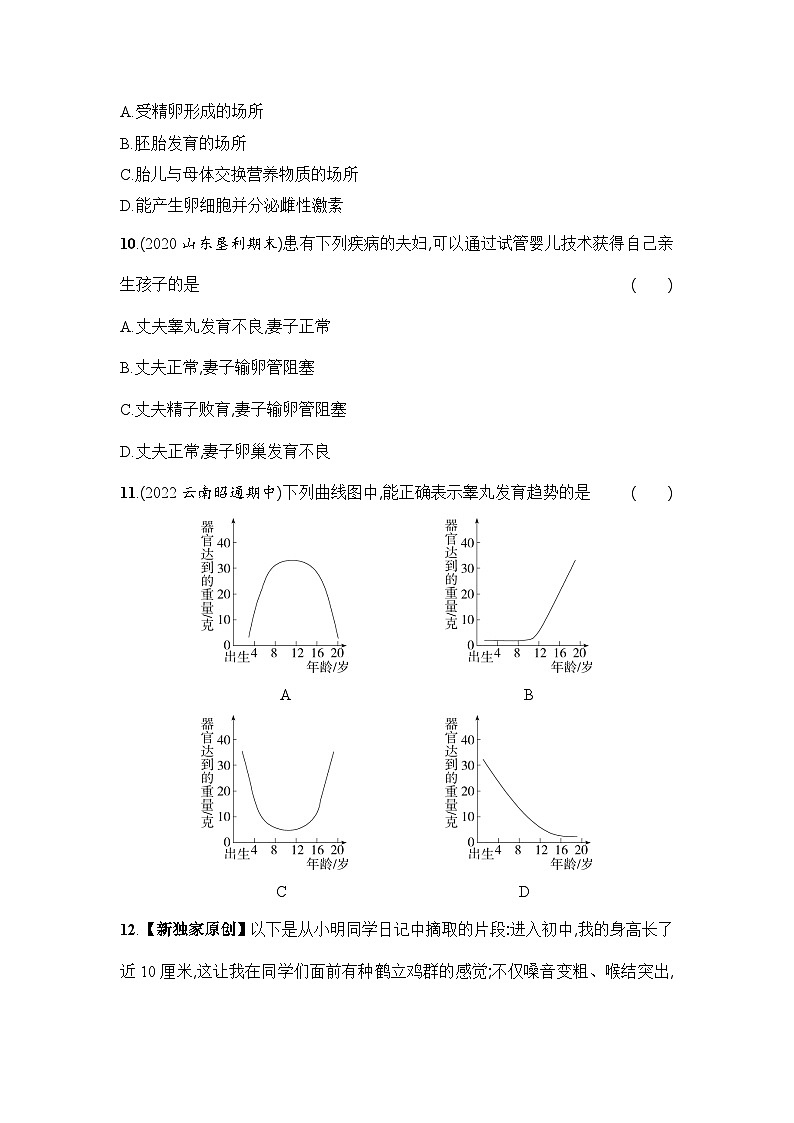 7年級下冊人教版生物期末復(fù)習(xí)第一章素養(yǎng)綜合檢測第3頁