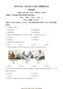 2024～2025学年福建省泉州市七年级上期末生物试卷(含答案)