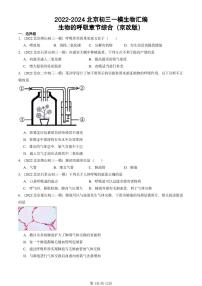 2022-2024北京初三中考一模生物汇编：生物的呼吸章节综合（京改版）