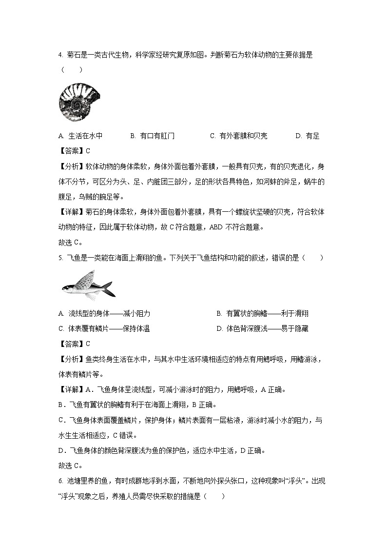 湖南省益阳市2024-2025学年八年级(上)期末生物试卷(解析版)第3页