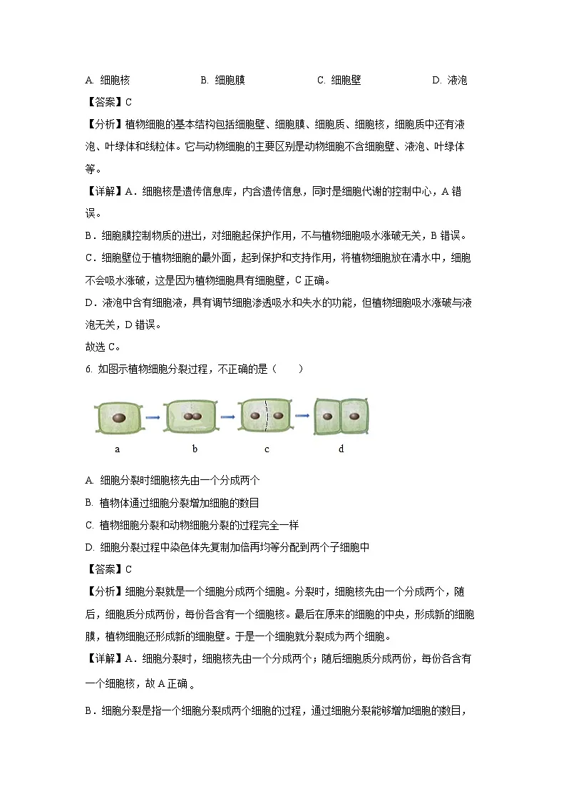 吉林省四平市伊通满族自治县2024-2025学年七年级上学期期末生物试卷(解析版)第3页