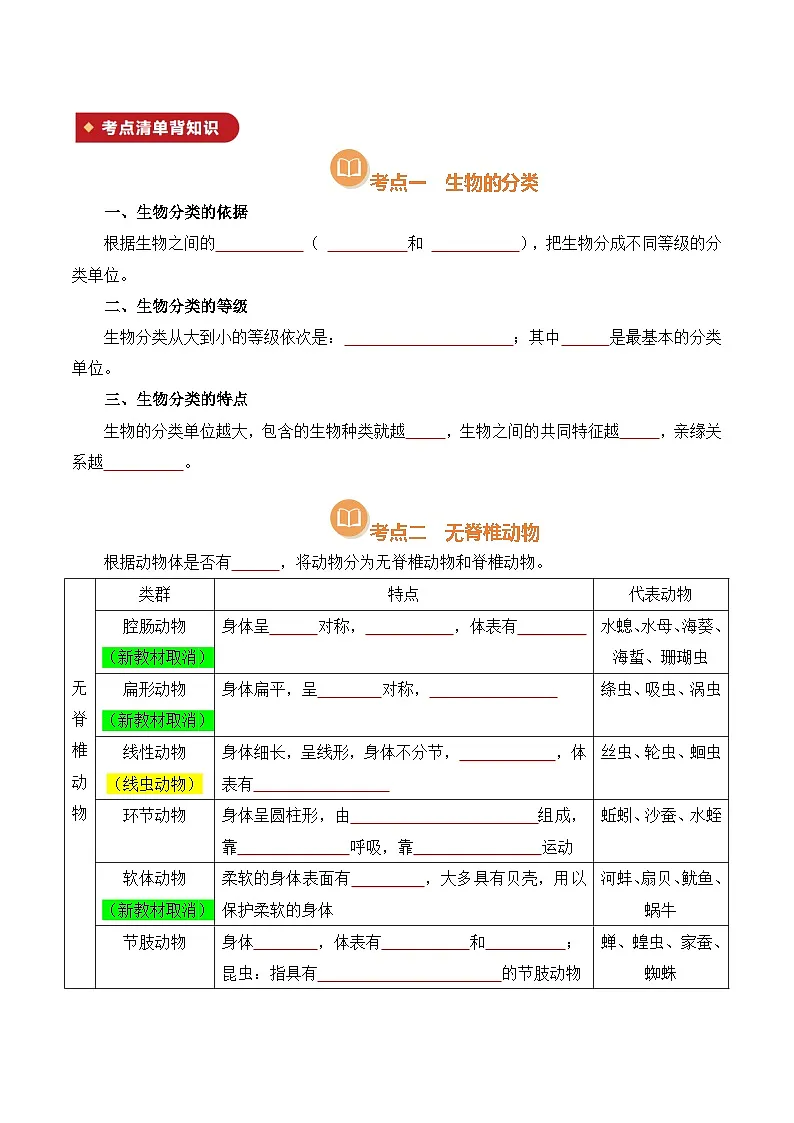 清单03 动物的主要类群(原版卷)第3页
