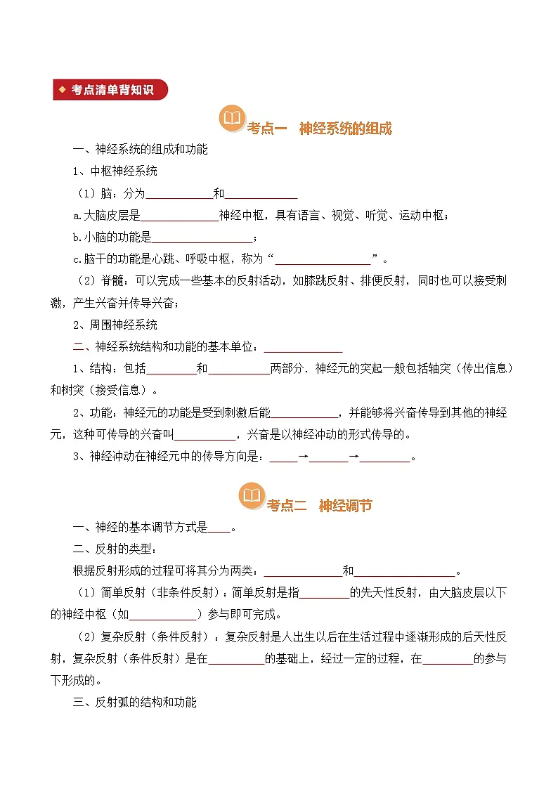 清单13 人体生命活动的调节(原版卷)第2页