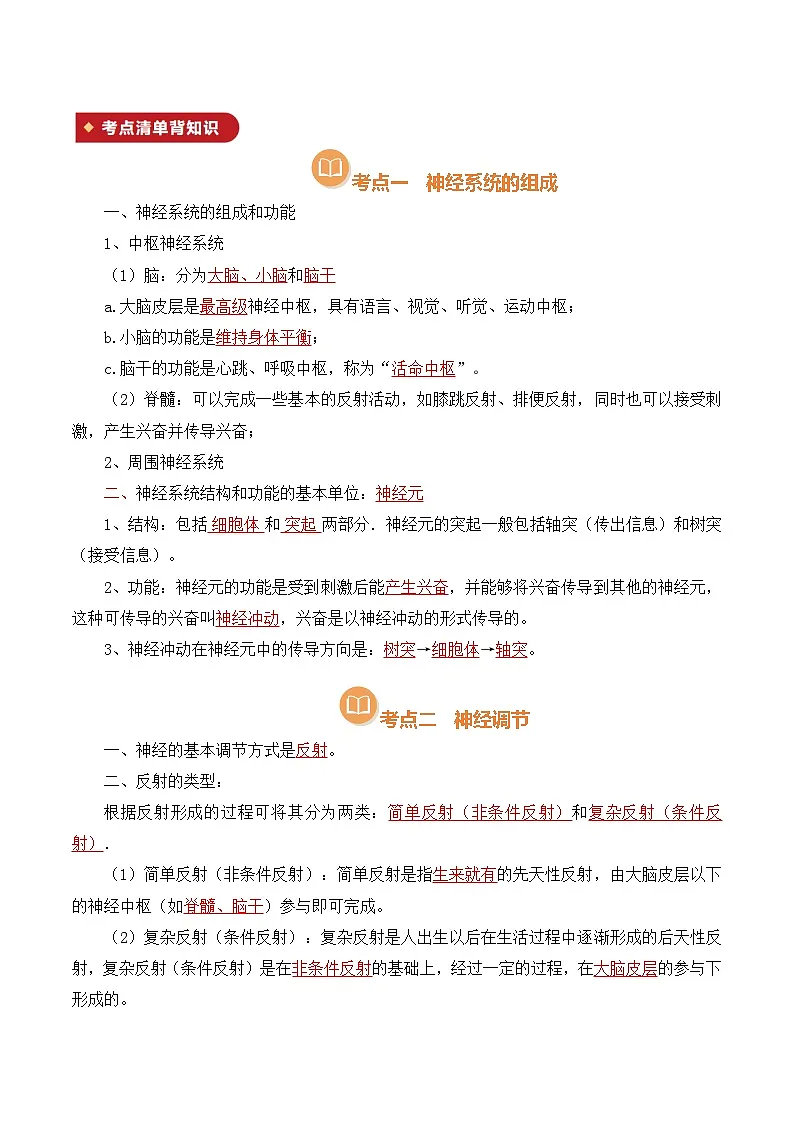 清单13 人体生命活动的调节(解析版)第2页