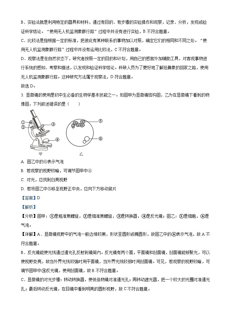 安徽省合肥市肥西县2024-2025学年七年级上学期期末生物试题(解析版)第2页
