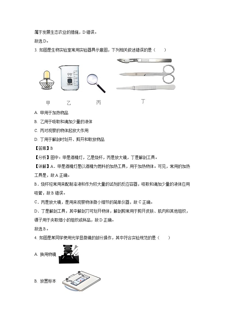 2024~2025学年江苏省徐州市丰县七年级上学期期中生物试卷(解析版)第2页