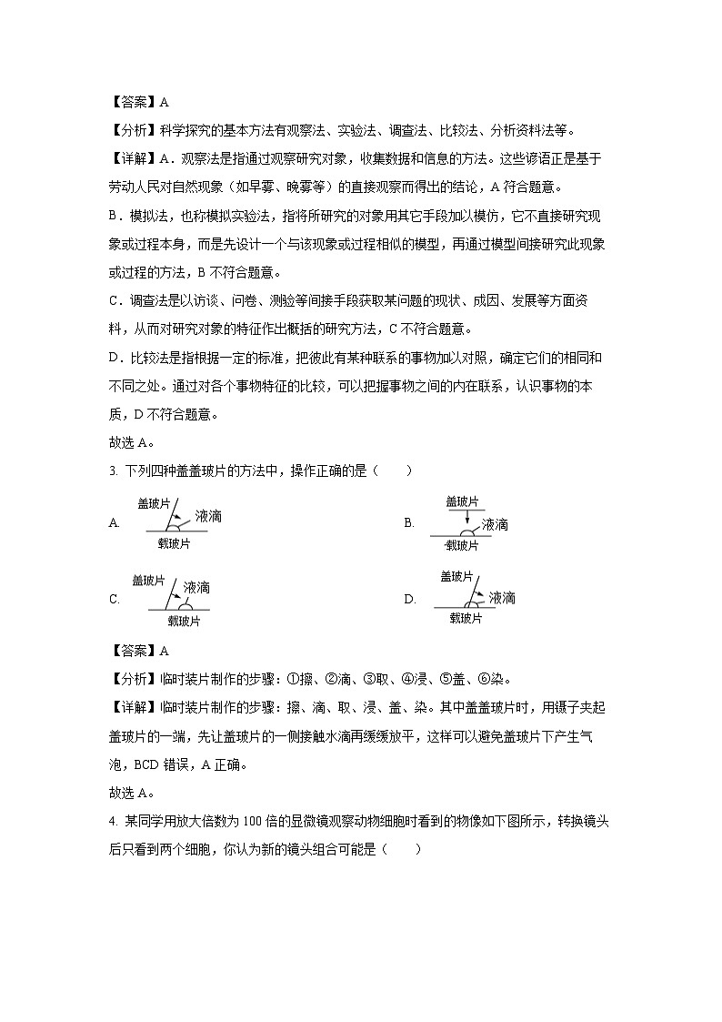 2024~2025学年四川省德阳市旌阳区七年级上学期期末生物试卷(解析版)第2页