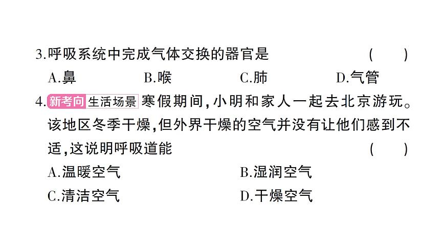 初中生物新北師大版七年級下冊第8章 綜合訓(xùn)練作業(yè)課件2025春第3頁