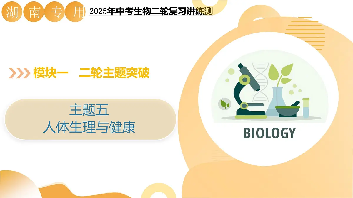 主题五 人体生理与健康(二轮突破课件)-2025年中考生物二轮复习讲练测(湖南专用)第1页