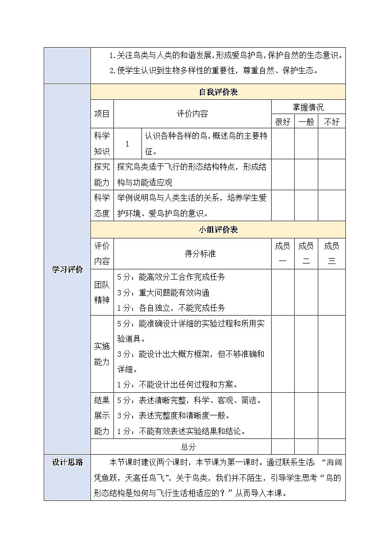 《2.2.2.3鳥和哺乳動(dòng)物（第一課時(shí)）》教案第2頁(yè)