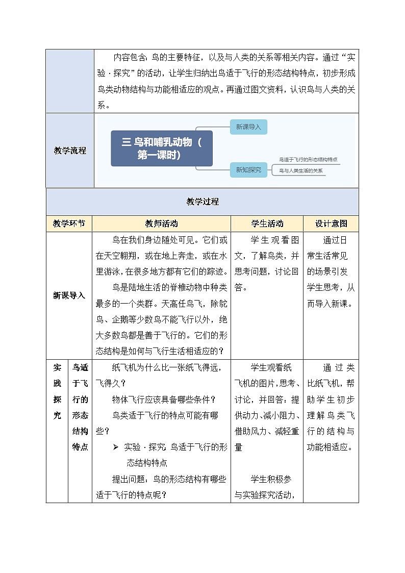 《2.2.2.3鳥和哺乳動(dòng)物（第一課時(shí)）》教案第3頁(yè)