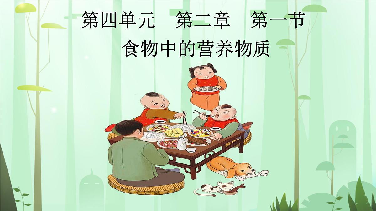初中 生物 人教版(2024)七年级下册4.2.1 食物中的营养物质 课件第1页