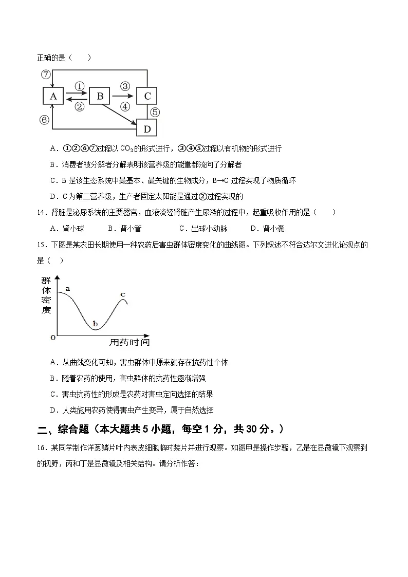 2025年中考第一次模拟考试卷:生物(广西卷)(原卷版)第3页