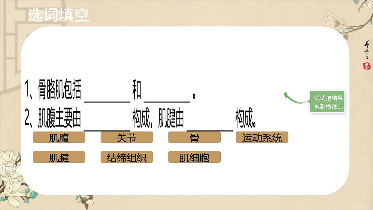 初中 生物 北师大版(2024)七年级下册4.11.2 人体的骨骼肌 课件第6页
