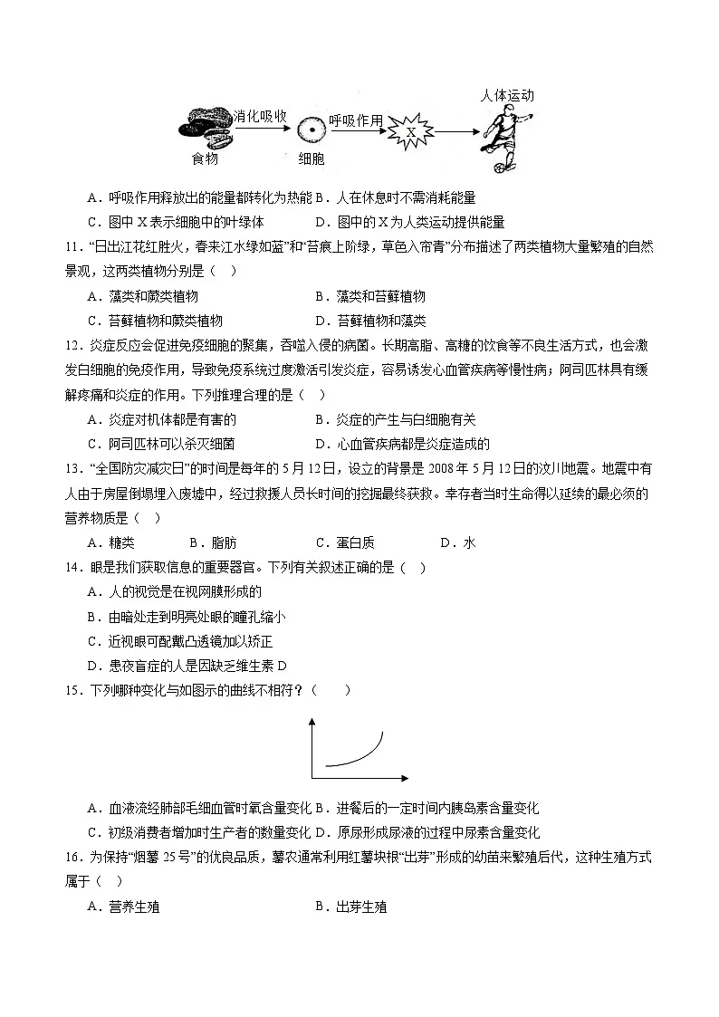 2025年中考第一次模拟考试卷:生物(甘肃卷)(原卷版)第3页