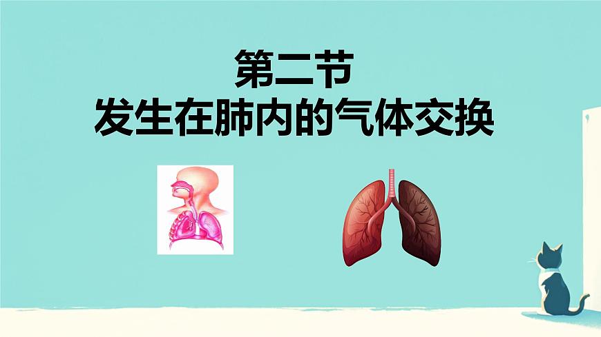 初中生物人教版(2024)七年级下册4.3.2 发生在肺内的气体交换 课件第1页