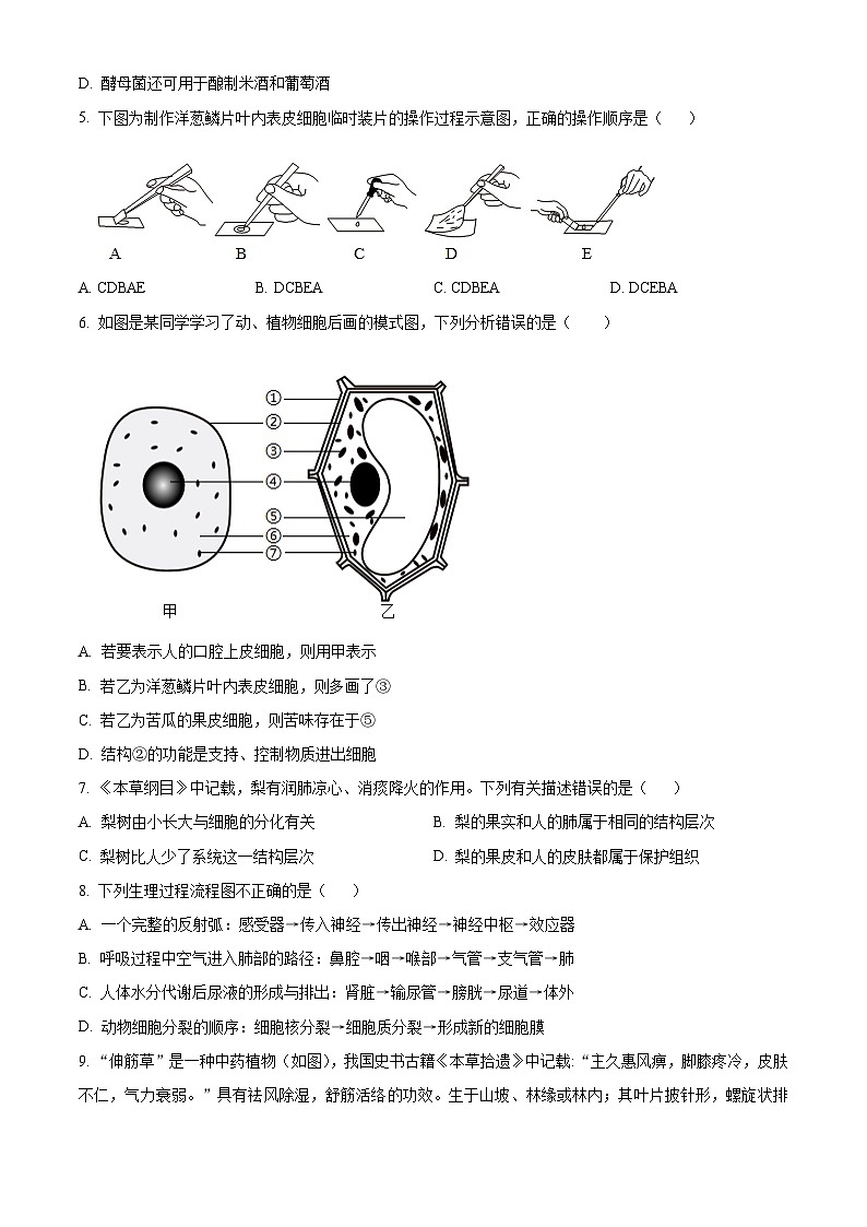 2025年山东省淄博市博山区中考一模生物试题第2页