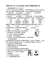 黑龙江省哈尔滨市虹桥初级中学2024-2025学年七年级下4月份月考生物试卷