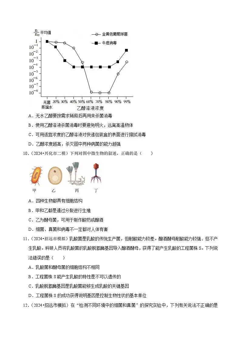 2025年中考生物三轮复习:细菌、真菌和病毒 考点刷题练习题(含答案解析)第3页