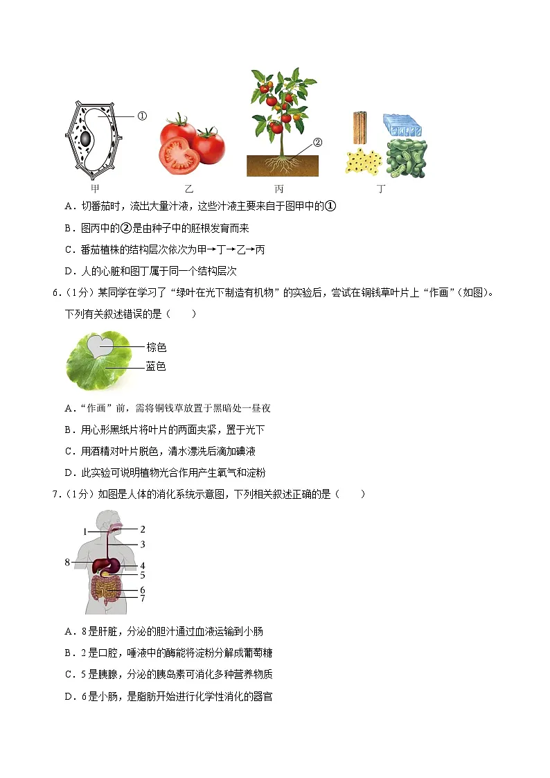 2024年河南省驻马店市西平县中考生物模拟试卷第2页