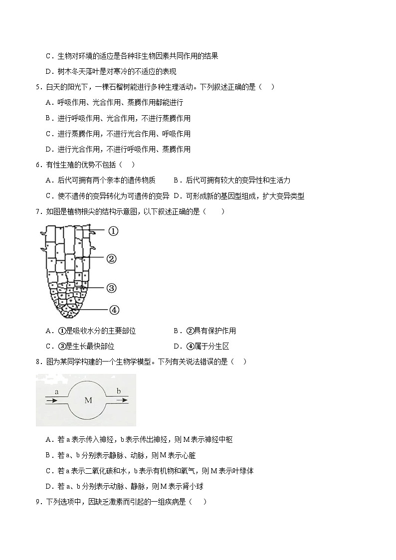 2025年中考第二次模拟考试卷:生物(河北卷)(考试版)第2页