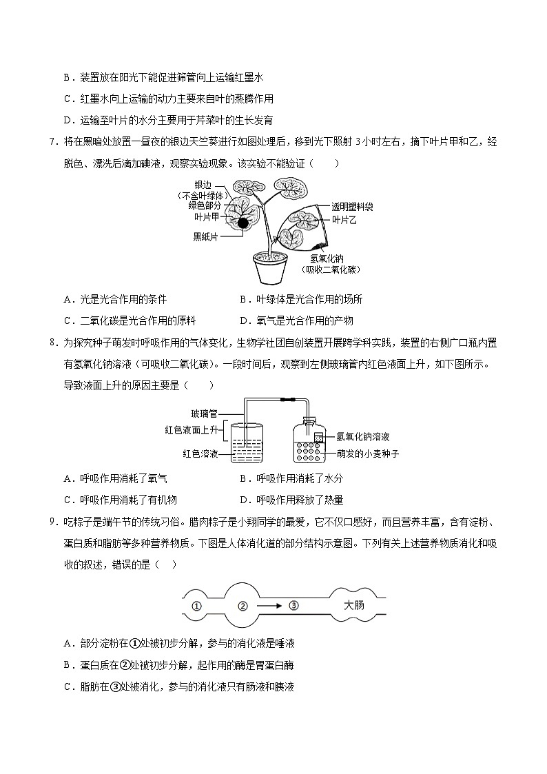 2025年中考第二次模拟考试卷:生物(成都卷)(考试版)第3页