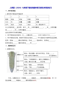 人教版(2024)七年级下册生物期中复习知识点填空练习(含答案)