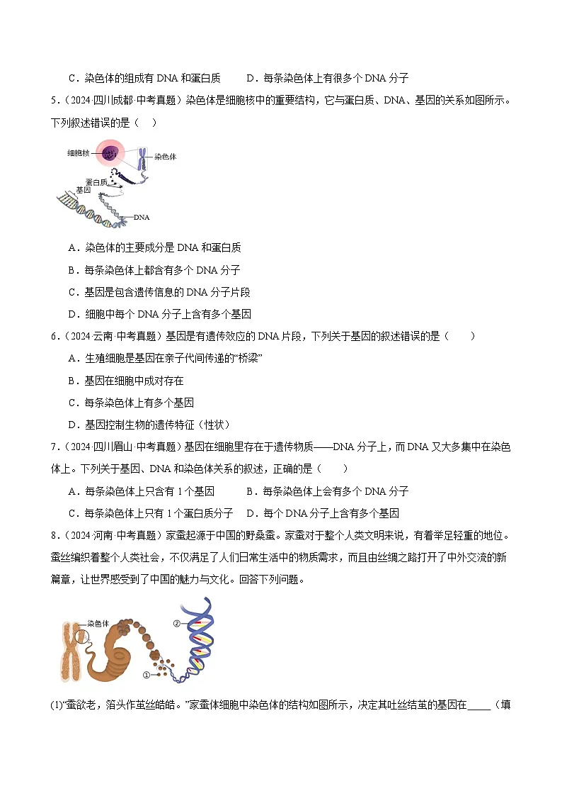 备战2025年中考生物真题分类汇编(全国通用)专题16生物的遗传和变异(第01期)(学生版)第2页