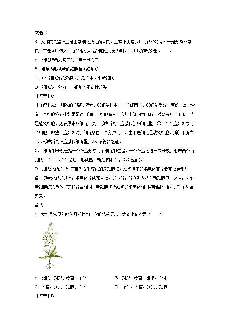 备战2025年中考模拟卷04(成都专用)生物试卷(解析版)第2页