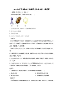 2025年江苏省盐城市盐都区八年级中考一模生物试题（解析版）