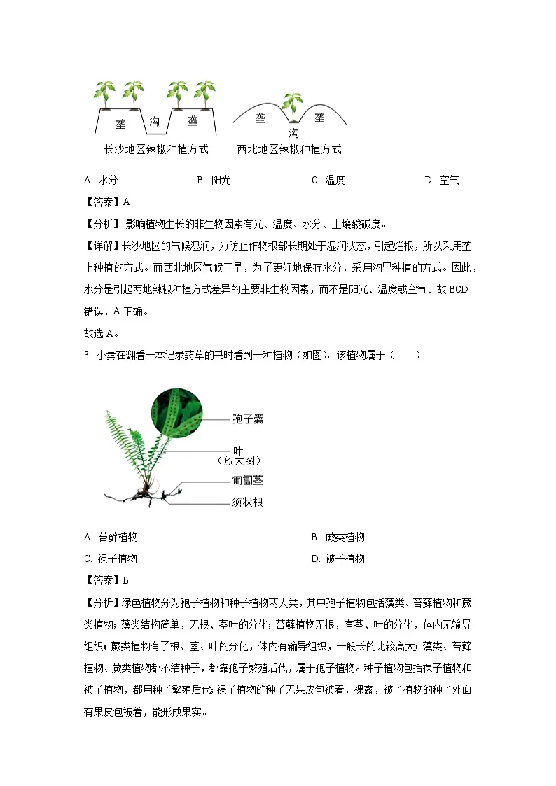 2025年陕西省渭南市临渭区中考模拟训练(一)生物试题(解析版)第2页