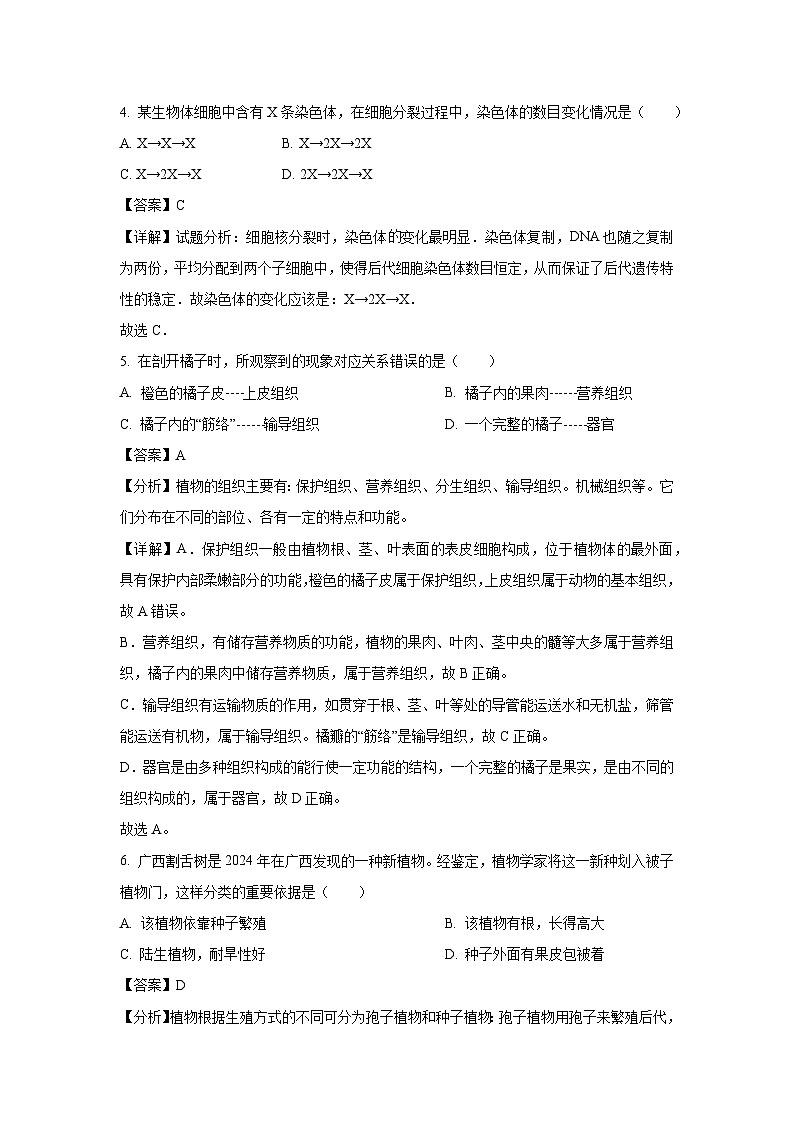 2025年吉林省吉林市永吉县八年级一模生物试题(解析版)第3页