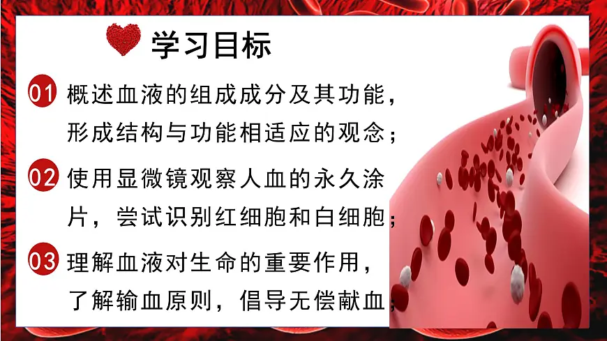 人教版生物七年级下册4.4.1《流动的组织——血液》课堂教学课件第2页