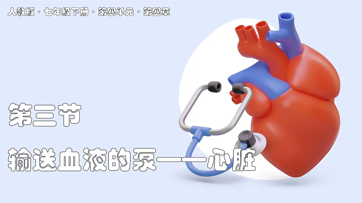 2024-2025学年人教版生物七年级下册 4.4.3 输送血液的泵——心脏 课件第1页