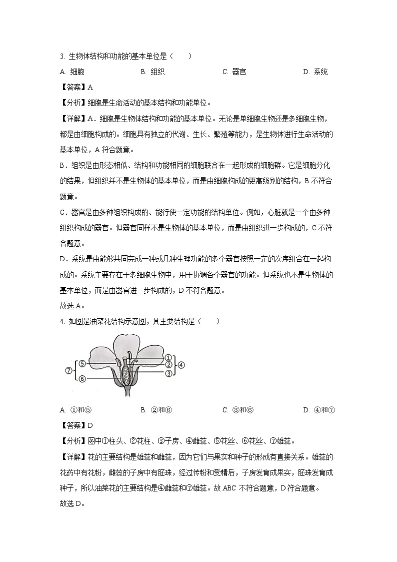 福建省泉州市晋江市2024-2025学年八年级下学期中考一模生物试题(解析版)第2页