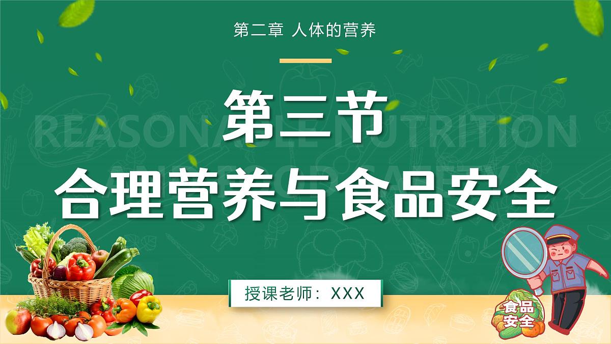 人教版2024七年级下册生物4.2.3合理营养与食品安全 课件第1页