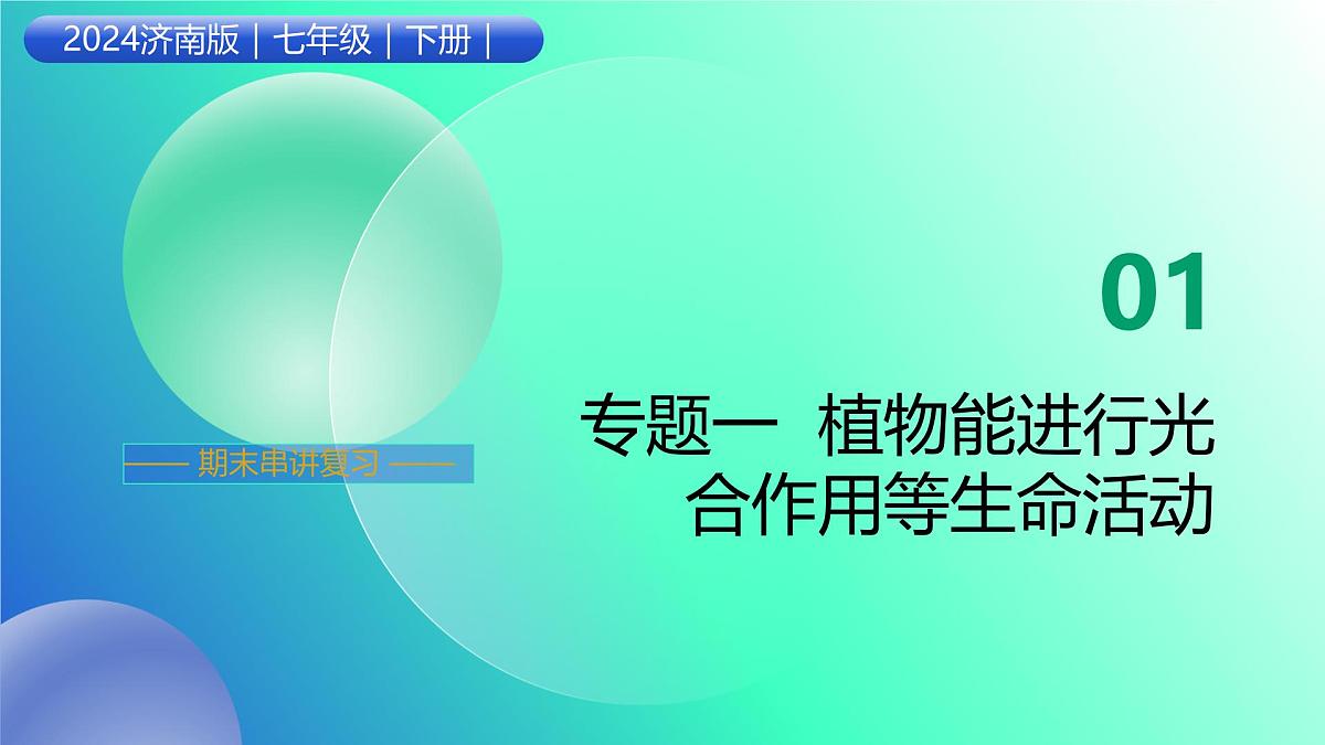 植物能进行光合作用等生命活动(济南版2024)2025学年七年级生物下学期期末考点大串讲济南版课件第1页