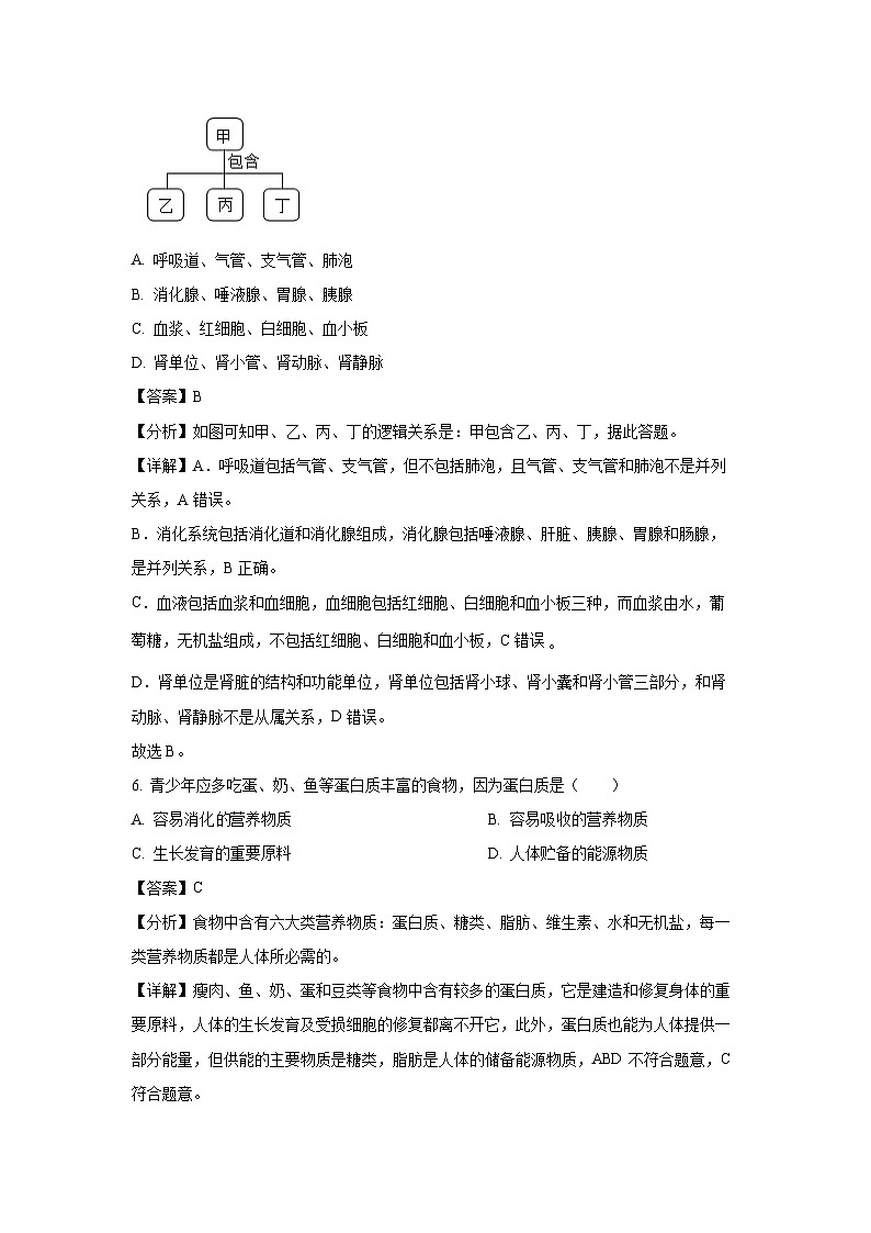 湖南省常德市临澧县2023-2024学年七年级下学期期末生物试题(解析版)第3页