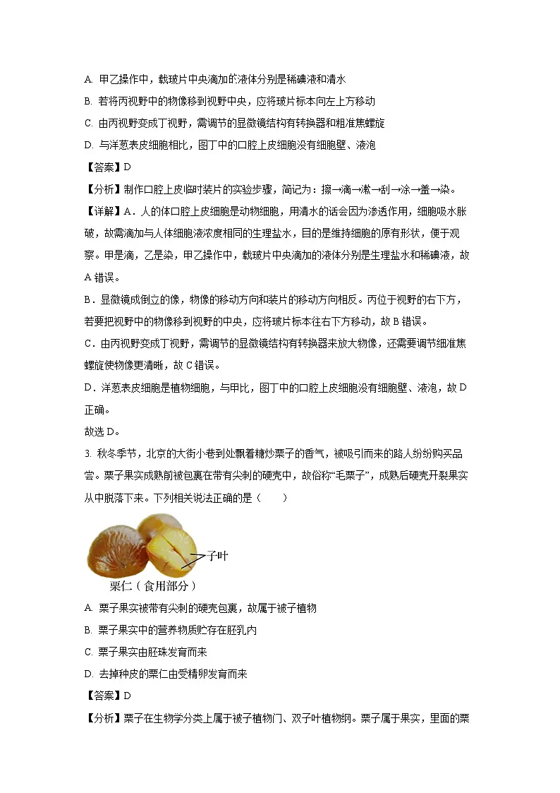 2025年山东省德州市德城区、陵城区和天衢新区中考一模生物试题(解析版)第2页