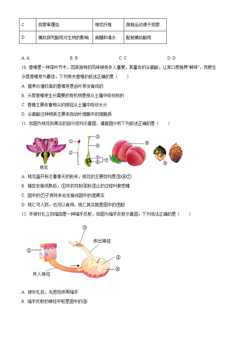 甘肃省陇南市2025年九年级中考二模 生物试题第3页