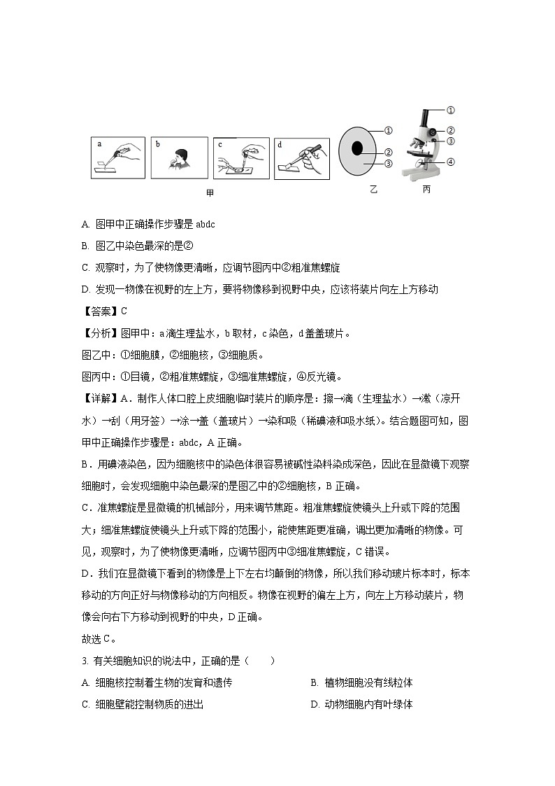 湖南省长沙市浏阳市2023-2024学年七年级下学期期末生物试卷(解析版)第2页