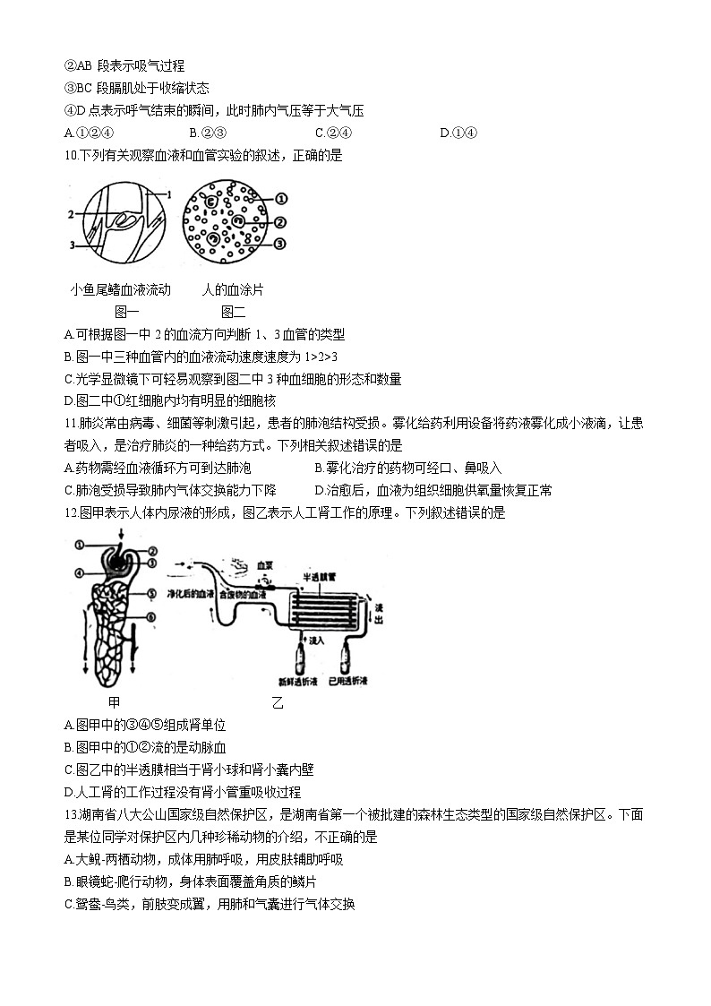 2025年湖南省娄底市冷水江市八年级二模生物试题(中考模拟)第3页