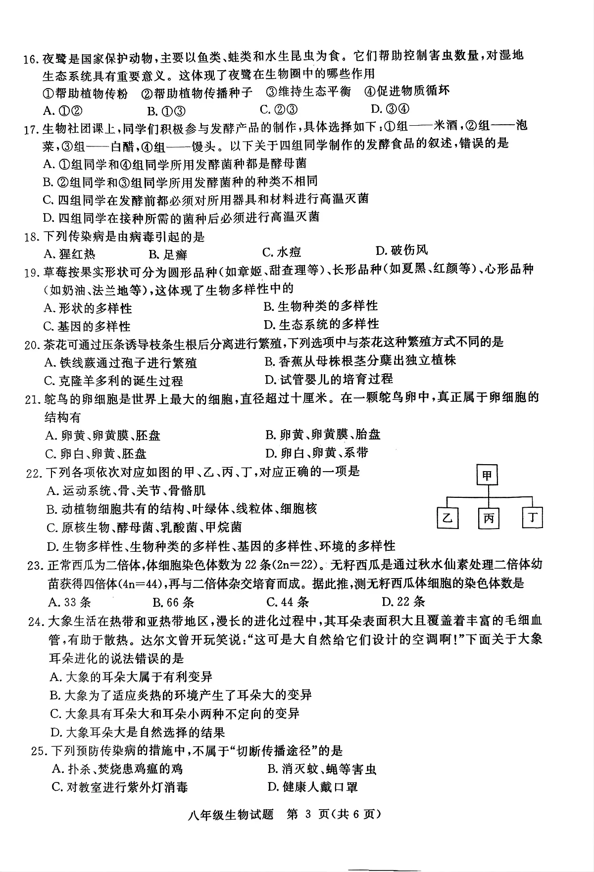 2025年山东省聊城市高唐县二模生物试题 2025年山东省聊城市高唐县二模生物试题第3页