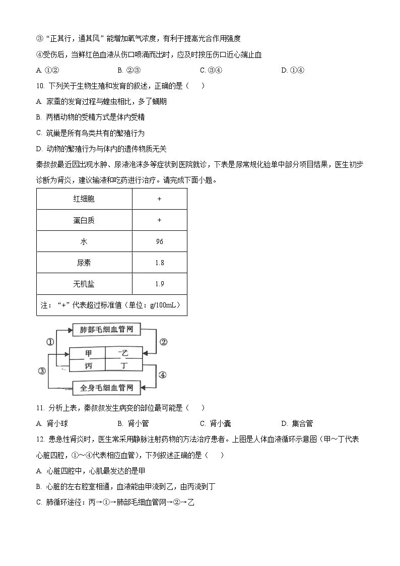 2025年陕西省渭南市临渭区中考二模生物试题(中考模拟)第3页