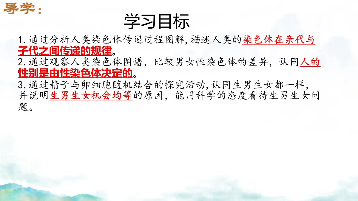 初中 生物 济南版(2024)七年级下册4.3.3 性染色体决定人的性别 课件第2页