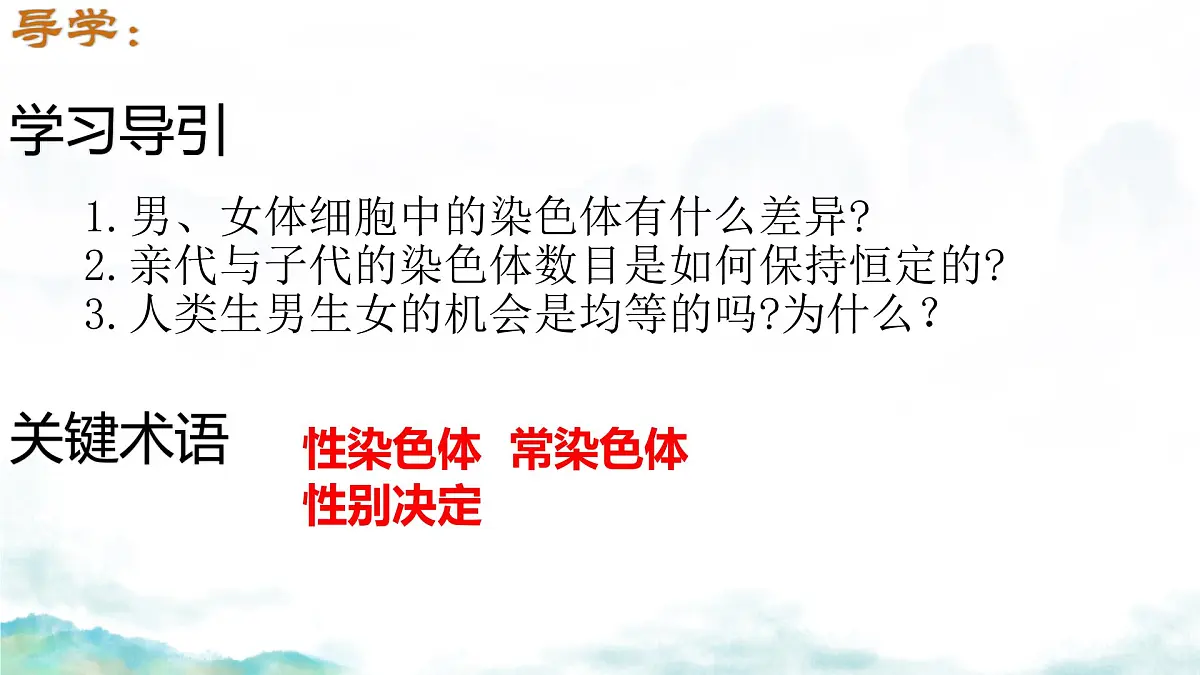 初中 生物 济南版(2024)七年级下册4.3.3 性染色体决定人的性别 课件第3页