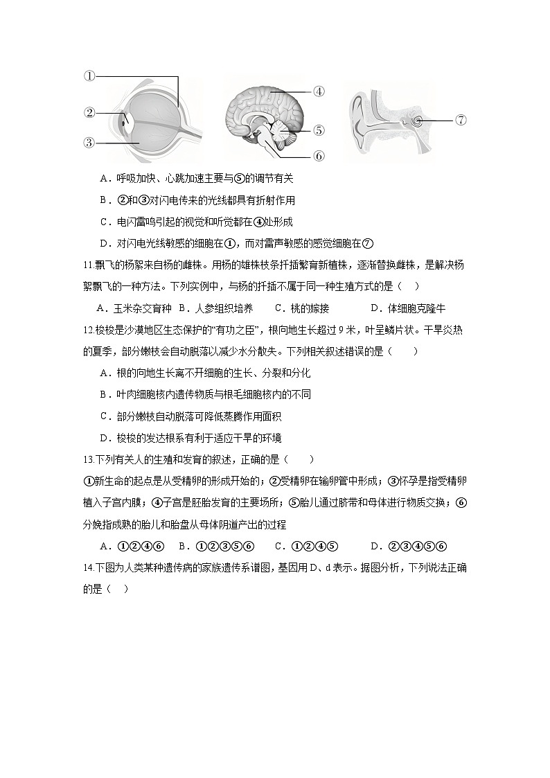 2025年江苏省连云港市东海县外国语学校八年级中考二模生物试题(中考模拟)第3页