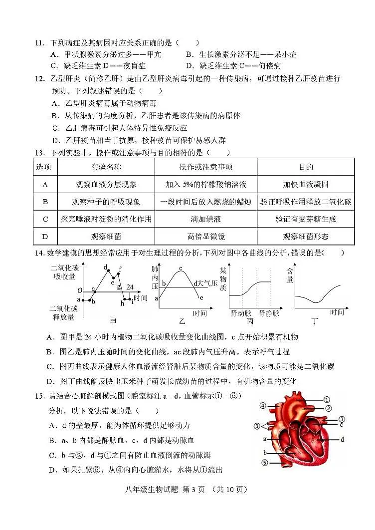 (教研室提供)2025年山东省济南市东南片区中考二模生物试题第3页