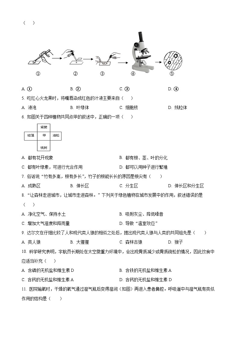 2025年湖南省衡阳市八中教育集团中考模拟生物试题(中考模拟)第2页