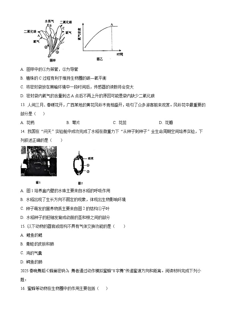 2025年广东省东莞市九校中考一模生物试题(中考模拟)第3页